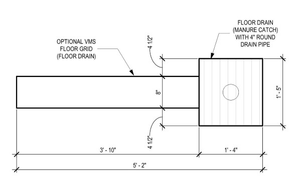 Illustration 3. Vue en plan indiquant les drains de plancher sous le VMS V300 Illustration 3. Vue en plan indiquant les drains de plancher sous le VMS V300