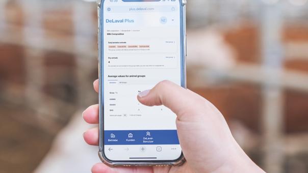 Milk Solids Analysis application shown in DeLaval Plus
