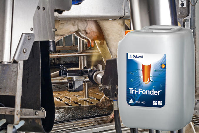 Tri-Fender™ – jodowy środek do dezynfekcji strzyków po doju, do robota DeLaval VMS