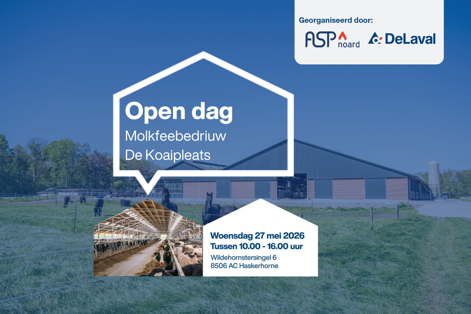 Voorkant uitnodiging Open dag De Koaipleats - Jorritsma van der Zijl in Haskerhorne