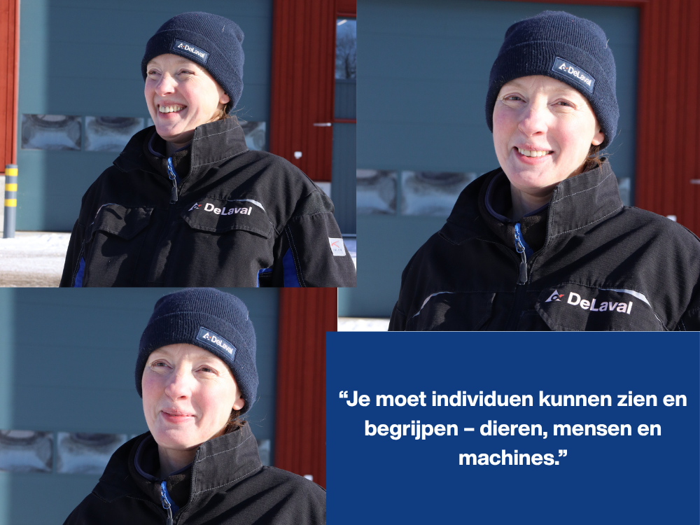 Linda Thulin met DeLaval muts en quote